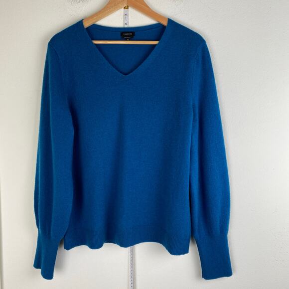Talbots 100% Cashmere V Sweater Size XL Balloon Sleeve Pullover - Picture 7 of 10